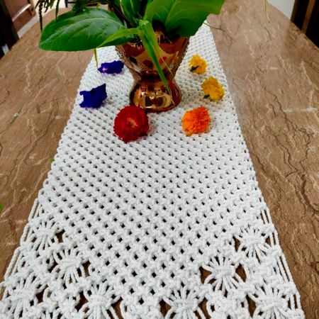 Artisan Crafted Crochet Dining Table Runner
